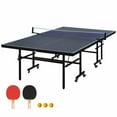 thumbnail image 1 of DOUBLE FISH 9 Ft MidSize Table Tennis Table Foldable And Portable Ping Pong Table Set For Indoor Games With Net 2 Table Tennis Paddles And 3 Balls, 1 of 8