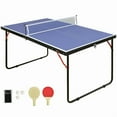 thumbnail image 1 of DOUBLE FISH Mid-Size Portable Ping Pong Table 4ft Compact Foldable Table Tennis Table Set with Net 2 Paddles & 3 Balls for Indoor Outdoor Small Spaces And Apartments Thickened Aluminum Frame, 1 of 8