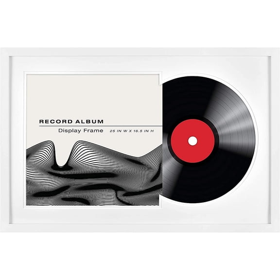 MCS Double Matte Record Album Frame, 16.5x25 Record Frame, White Frame for LP Vinyl Record & Jacket Display (1-Pack)