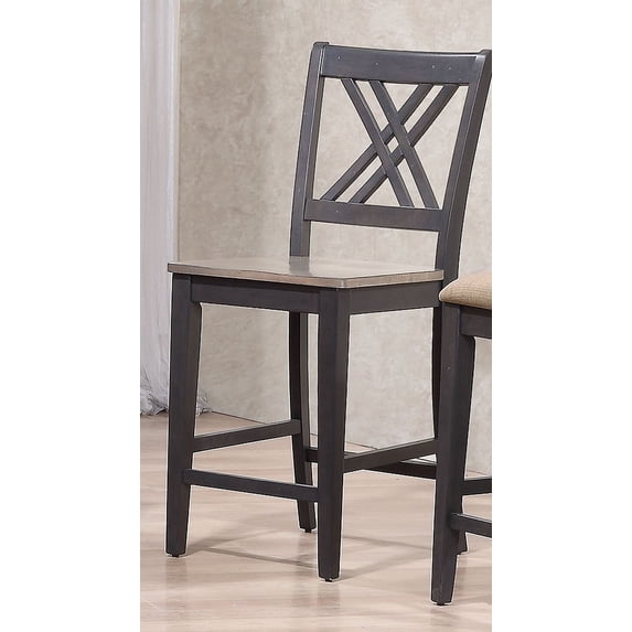 DOUBLE X BACK COUNTER HEIGHT STATIONARY STOOL FINISH: GRAY STONE SEAT-BLACK STONE