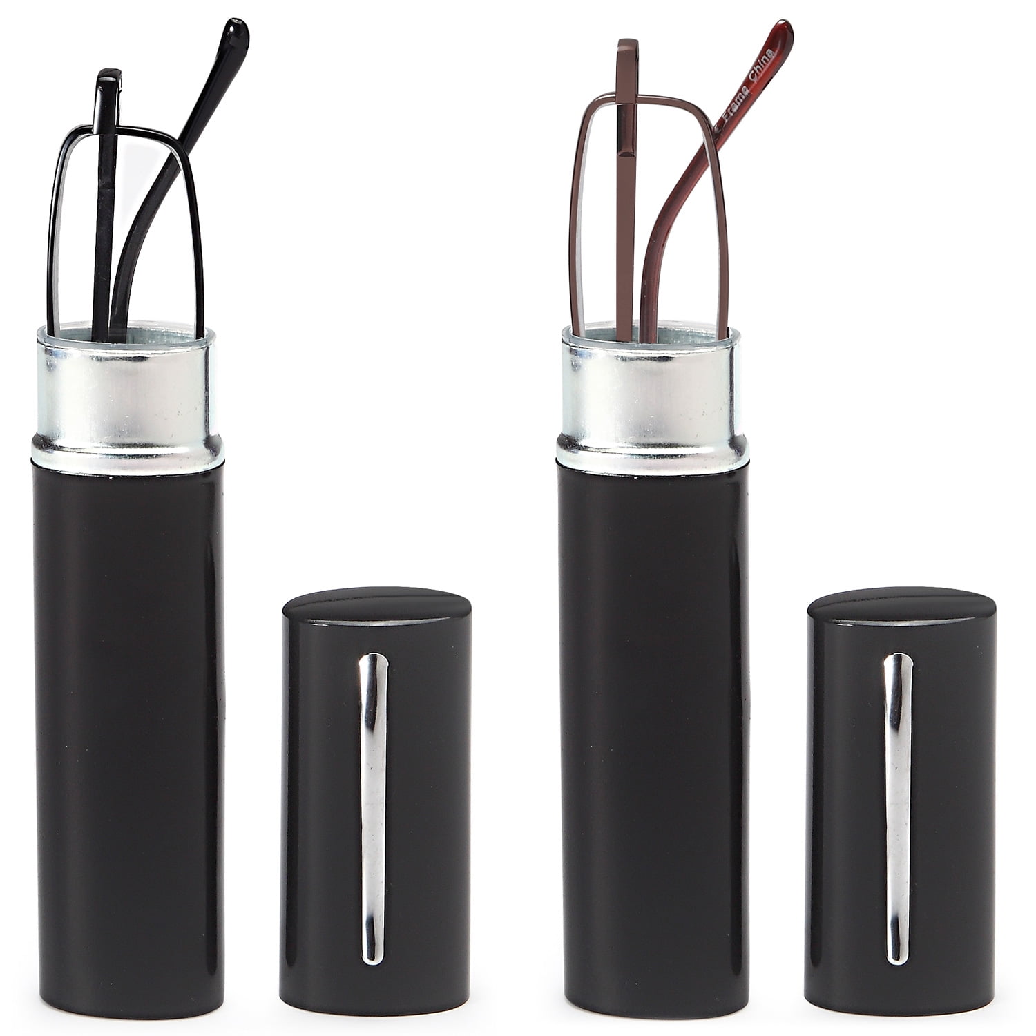 DOUBLETAKE 2 Pairs of Classic Readers in Slim Pen Clip Portable Hard Case Reading Glasses 1