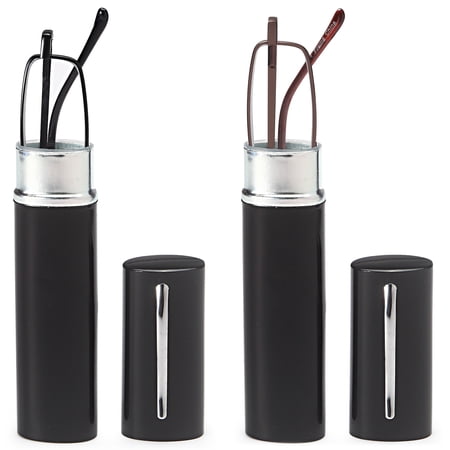 DOUBLETAKE 2 Pairs of Classic Readers in Slim Pen Clip Portable Hard Case Reading Glasses - 2.25x