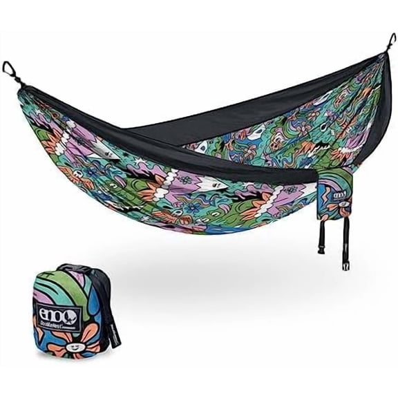 DOUBLEnEST hAMMOCK - lIGHTWEIGHT & pORTABLE cAMPING hAMMOCK - 1 TO 2 pERSON bACKPACKING hAMMOCK - FOR cAMPING, hIKING, bACKPACKING, tRAVEL, A fESTIVAL, OR tHE bEACH - nATURE tALK/bLACK