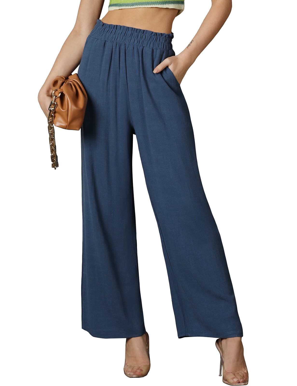 Linen Elastic Wide Leg Pants main image 0