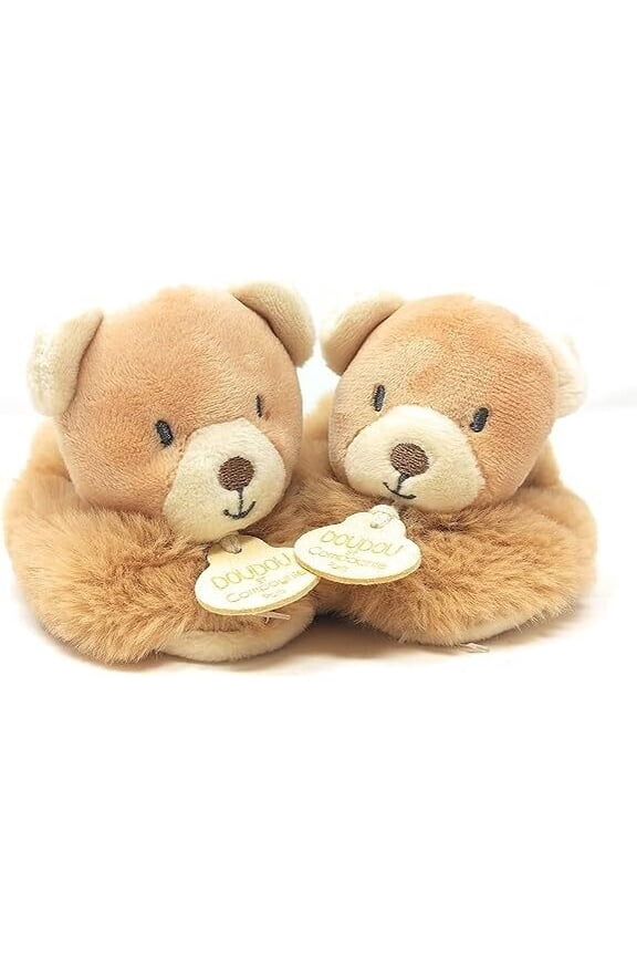 Paris Baby Boy Brown Teddy Bear Plush Baby Slippers Shoes