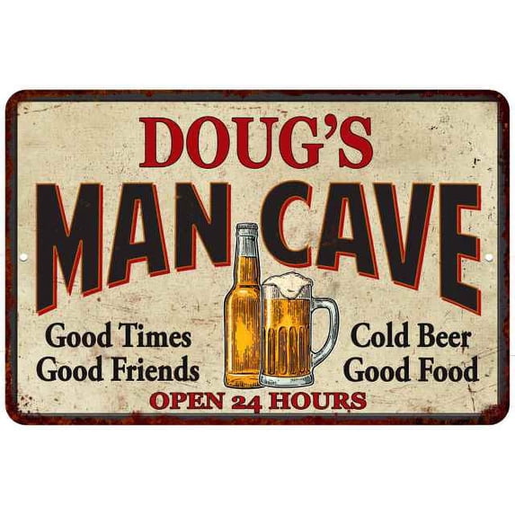 DOUG'S Man Cave Metal Sign 8 x 12 Matte Finish Metal 108120011326