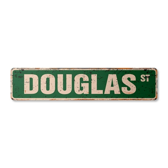 DOUGLAS Vintage Aluminum Street Sign Childrens Name Room Metal Sign rustic metal tin | Indoor/Outdoor | 18" Wide