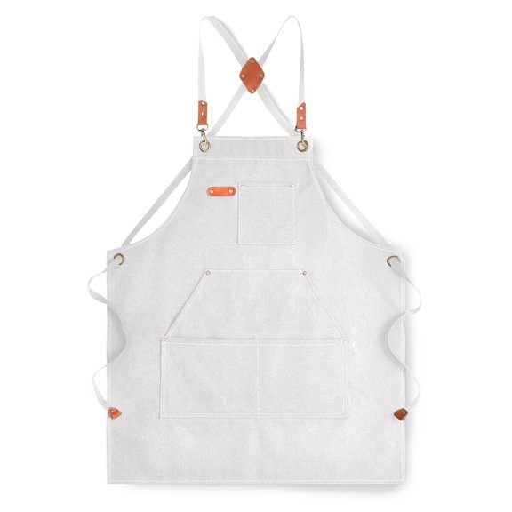 DOVACKA 16oz Heavy Duty Canvas Cross Back Chef Apron for Men, Work Apron with Large Pockets for BBQ Cooking