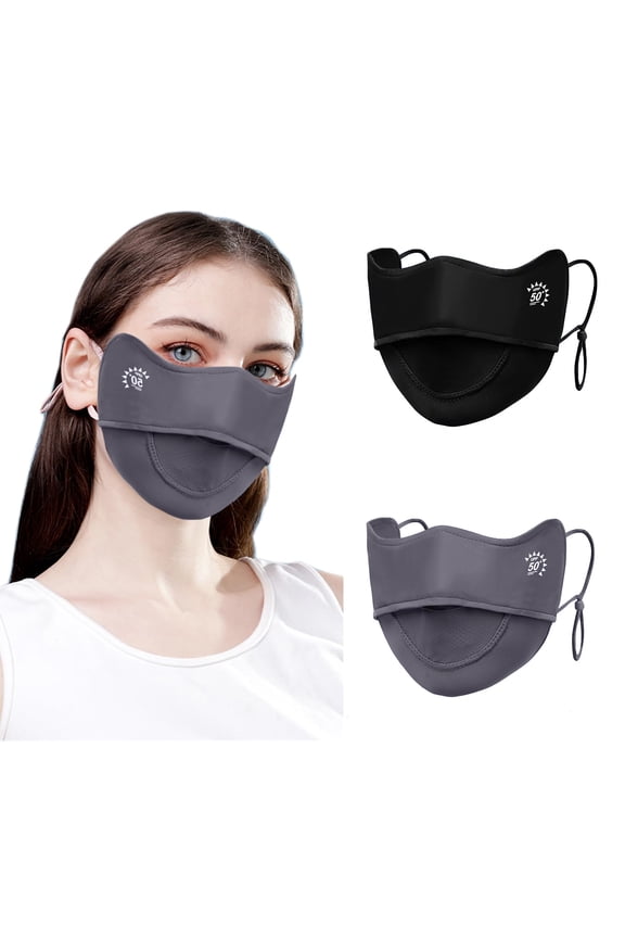 2-Pack Cooling Breathable UV Face Mask for Women, Sun Protection Face Cover Washable Reusable for Outdoors