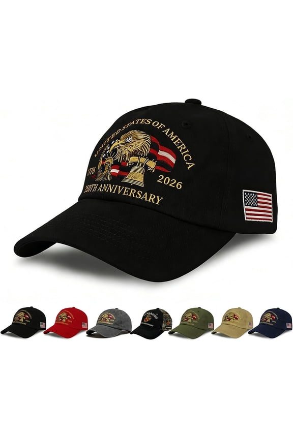 250th Anniversary USA Hat, Patriotic Embroidered Baseball Cap, Patriotic Tribute Cap 1776-2026