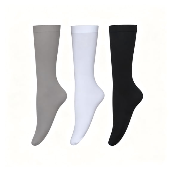 DOVACKA 3-Pack Women's Opaque Nylon Knee High Stockings, Soft Comfortable Moderate Thickness, Wash-Resistant & Durable