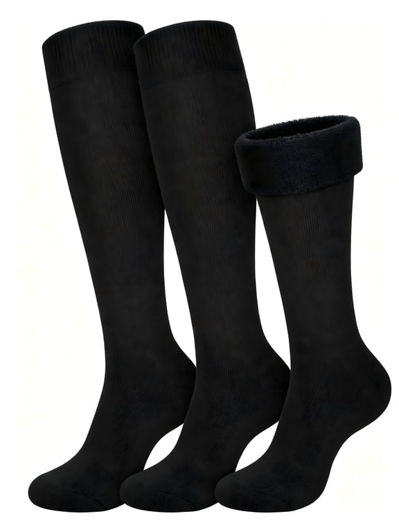 3-Pack Women's Thick Cotton Thermal Knee High Socks, Warm Boot Socks for Hiking Running Work, Cozy Winter Gift