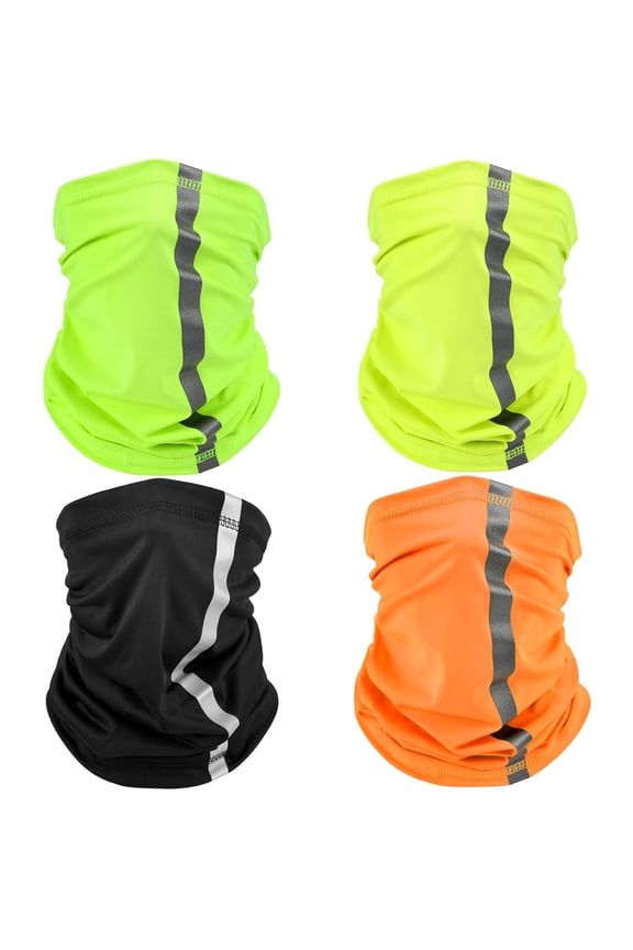 4-Pack Reflective Neck Gaiter Face Mask for Men, Summer UV Sun Protection Balaclava Bandana Scarf for Work