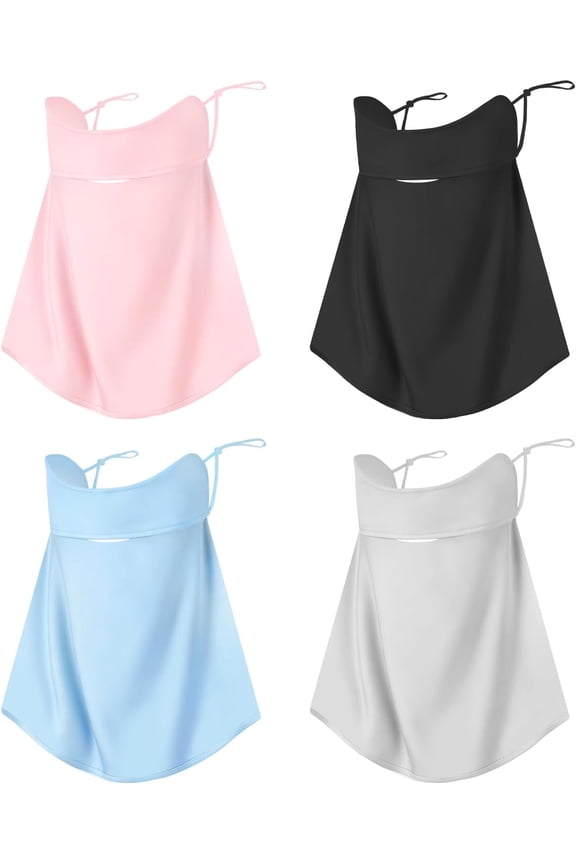 4-Pack UPF50+ UV Sun Protection Neck Gaiter Face Mask with Neck Coverage, Breathable Cooling Design for Summer Outdoor Activities