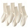 thumbnail image 1 of DOVACKA 6-Pack Neutral Striped Retro Crew Socks, Casual Cotton Socks for Men Women (Size 7-15), 1 of 7