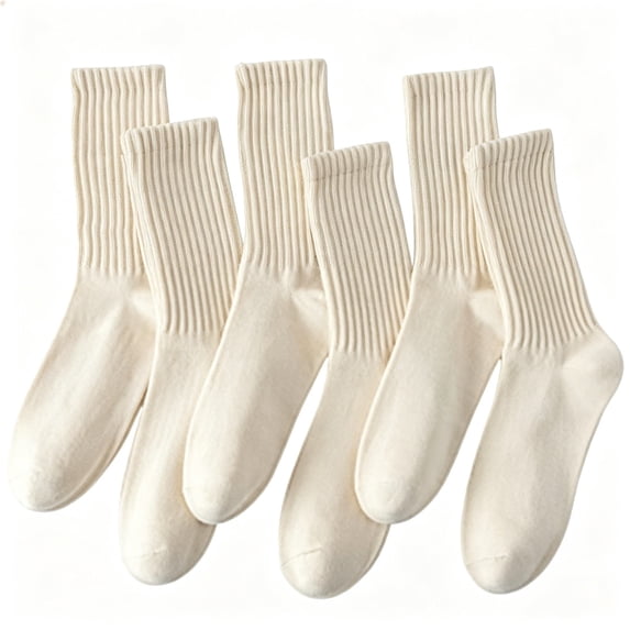 DOVACKA 6-Pack Neutral Striped Retro Crew Socks, Casual Cotton Socks for Men Women (Size 7-15)