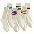 thumbnail image 1 of DOVACKA 6-Pack Neutral Striped Retro Crew Socks, Casual Cotton Socks for Men Women (Size 7-15), 1 of 7