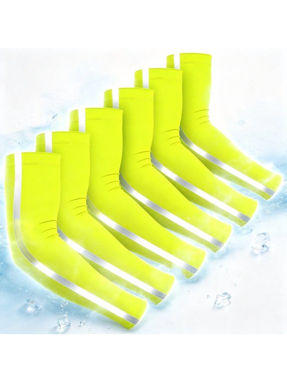 6 Pairs UV Cooling Arm Sleeves, High Vis for Basketball Outdoor, Men Women