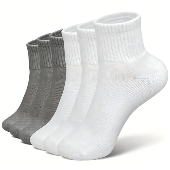 DOVACKA 6 pairs Women's Cushioned Ankle Socks, Breathable Cotton Solid Color for Athletic Running