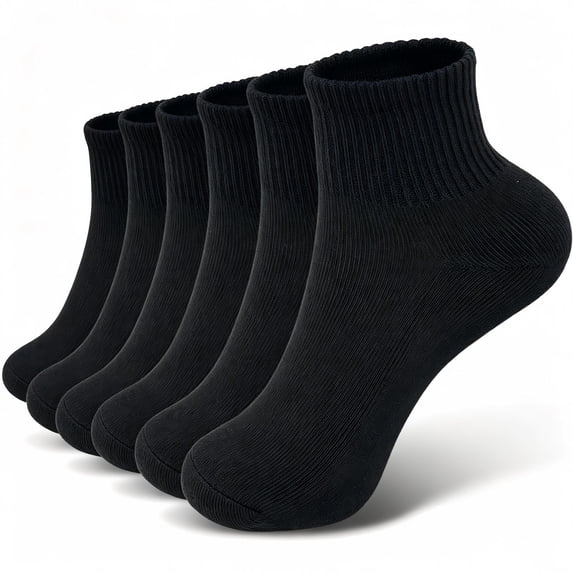 DOVACKA 6 pairs Women's Cushioned Ankle Socks, Breathable Cotton Solid Color for Athletic Running