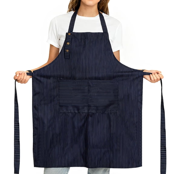 DOVACKA Adjustable Water Resistant Bib Apron with 2 Pockets, Cooking Kitchen Apron for Men Women Chef