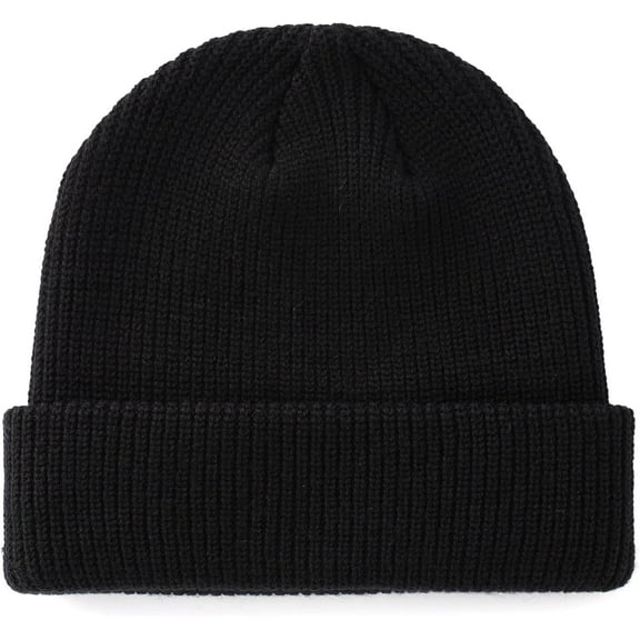DOVACKA Classic Men's Warm Winter Hats Acrylic Knit Cuff Beanie Cap Daily Beanie Hat Black