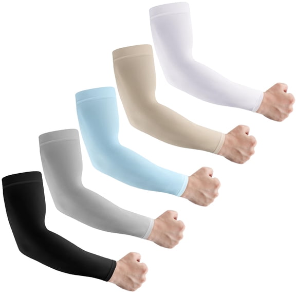 DOVACKA Cooling UV Protection Arm Sleeves | Stretch Compression Thumb Hole Arm Shields, Lightweight Breathable Arm Guards for Golf Cycling Driving Outdoor Activities