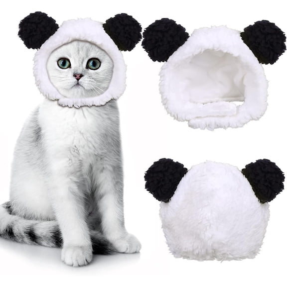 DOVACKA Cute Cat Costume - Warm Bear Hat for Small Pets, Adjustable Soft Headwear for Cats & Puppies