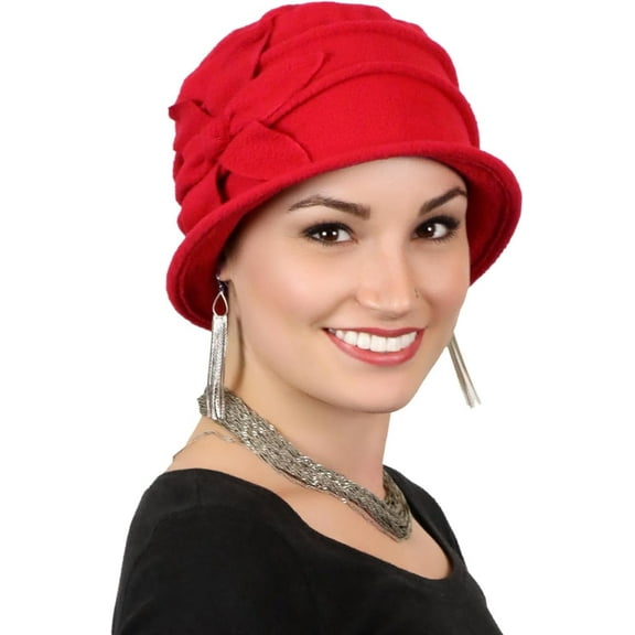 DOVACKA Fleece Flower Cloche Hat for Women Cancer Headwear Chemo Ladies Head Coverings
