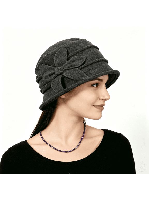 Fleece Flower Cloche Hat for Women Cancer Headwear Chemo Ladies Head Coverings
