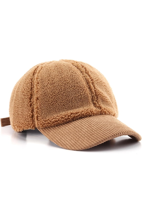 Fluffy Baseball Cap Women Corduroy Warm Hat