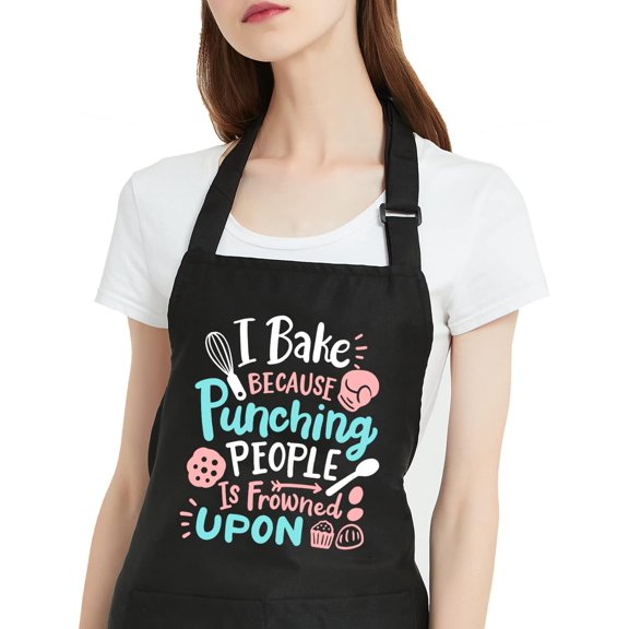DOVACKA Funny Water Resistant Baking Apron with Pockets, Unisex Cooking Apron, Birthday Gift for Baker Dad Mom