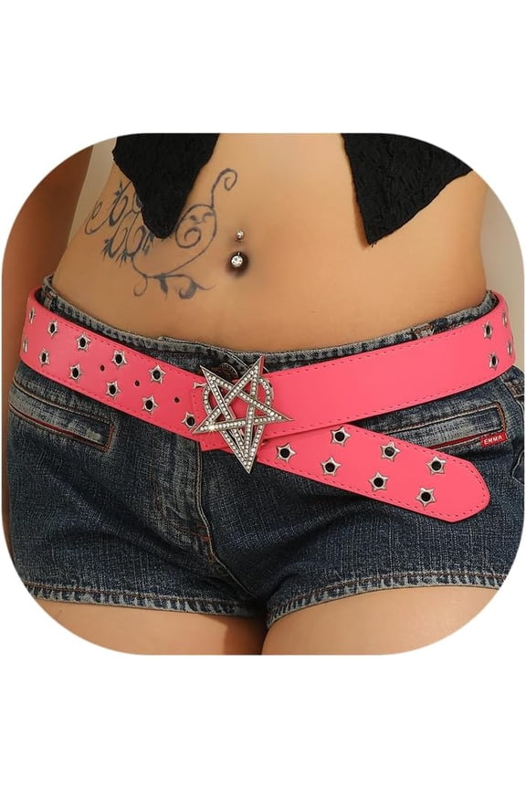 Goth Belt Punk Sexy Y2K Star Belt Pink Black Silver Fashion Belts Personalized Accessories for Women Men