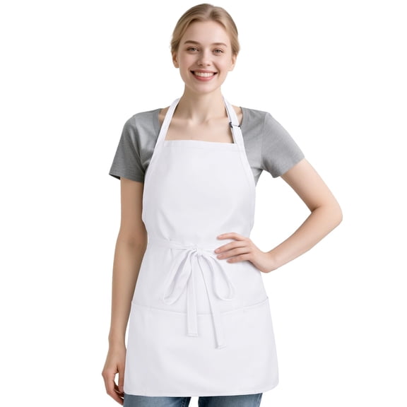 DOVACKA Kitchen Cooking Apron with 3 Pockets, Adjustable Bib Apron Chef Aprons for Women Men