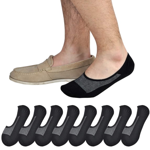 DOVACKA Men's 8-Pack No Show Low Cut Cotton Socks, Non-Slip with Grips for Loafer Sneakers