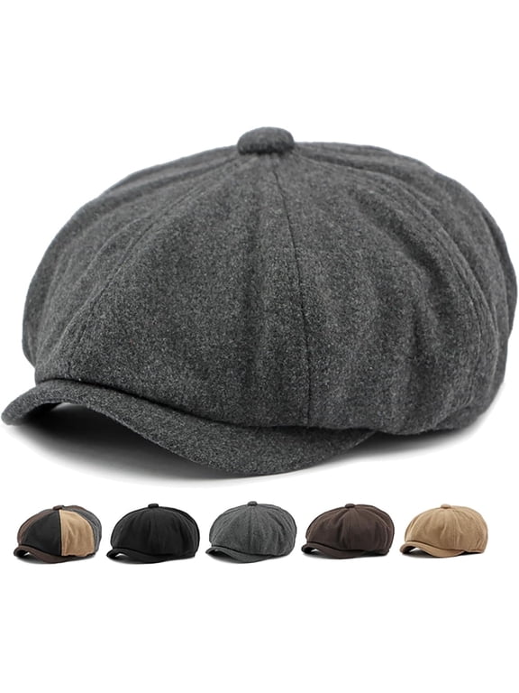 Men's 8 Panel Newsboy Cap Vintage Tweed Cap Herringbone Cabbie Flat Cap