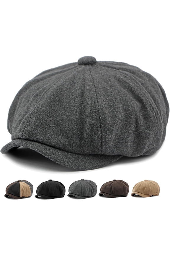 Men's 8 Panel Newsboy Cap Vintage Tweed Cap Herringbone Cabbie Flat Cap