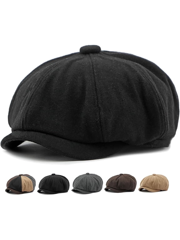 Men's 8 Panel Newsboy Cap Vintage Tweed Cap Herringbone Cabbie Flat Cap