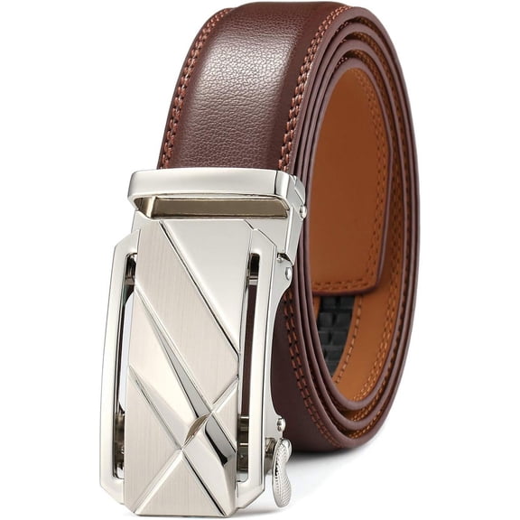 DOVACKA Men's Belt,Ratchet Dress Belt with Automatic Buckle Brown/Black-Trim to Fit-35mm wide