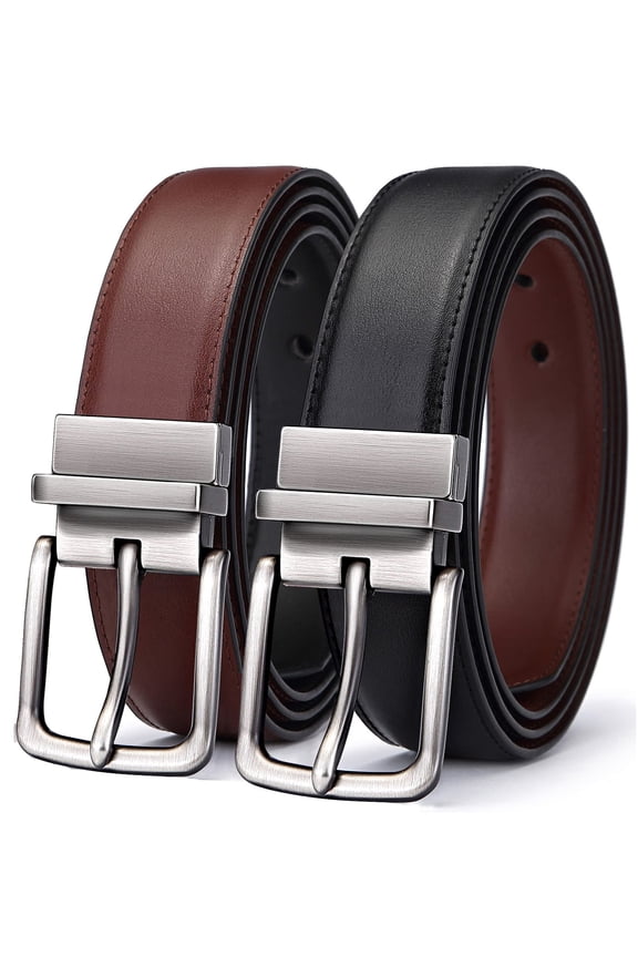 Men's Belt,Reversible Belt Adjustable For Gift Men 1.25”-Cut For Fit-2 Sides in 1 Belt(Not 2)