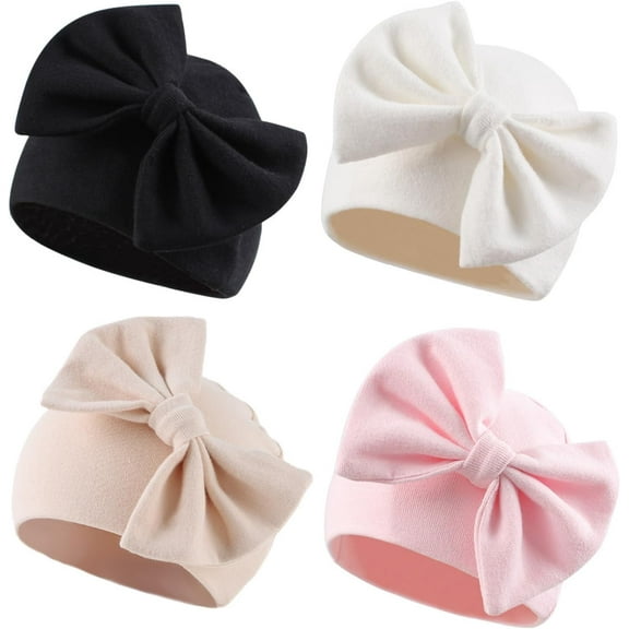 DOVACKA Newborn Baby Girl Hat Cotton Baby Bow Beanie Preemie Hats Spring Infant Hats for Girls 0-12 Months