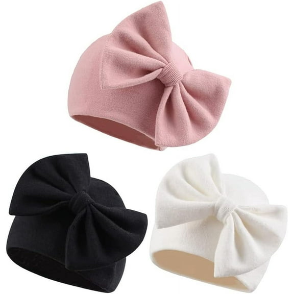 DOVACKA Newborn Baby Girl Hat Cotton Baby Bow Beanie Preemie Hats Spring Infant Hats for Girls 0-12 Months