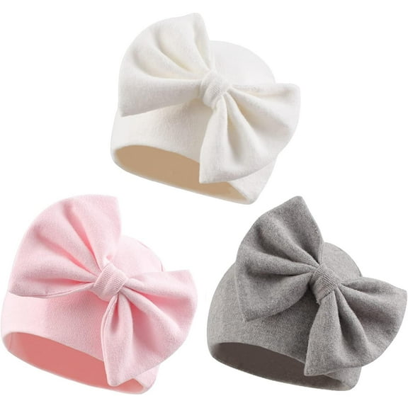 DOVACKA Newborn Baby Girl Hat Cotton Baby Bow Beanie Preemie Hats Spring Infant Hats for Girls 0-12 Months