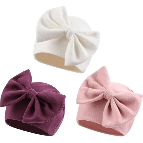 DOVACKA Newborn Baby Girl Hat Cotton Baby Bow Beanie Preemie Hats Spring Infant Hats for Girls 0-12 Months
