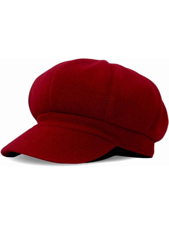 Women's Vintage 8-Panel Newsboy Cap, Comfort Fit。Berets Cap Red