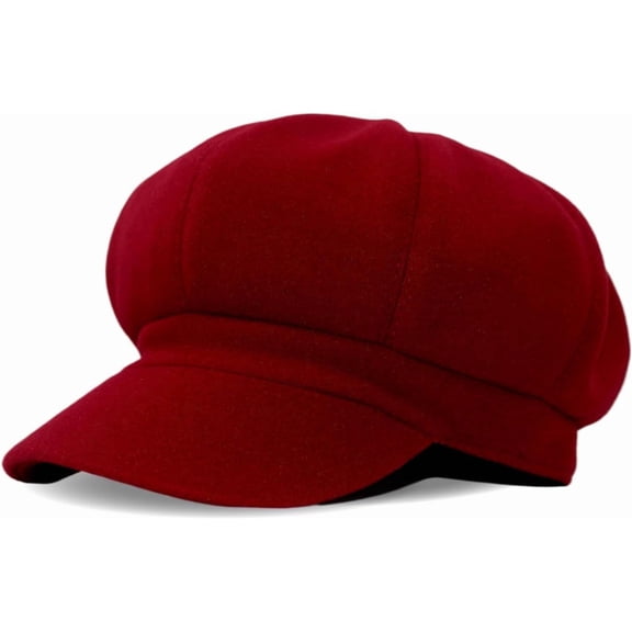 DOVACKA Women's Vintage 8-Panel Newsboy Cap, Comfort Fit。Berets Cap Red