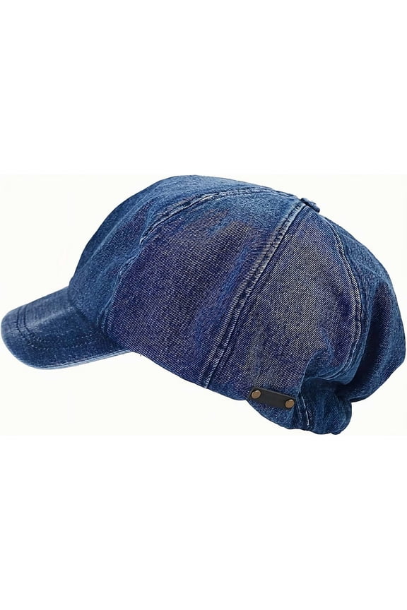 Women's Newsboy Cap Vintage Baker Boy Hat 8-Panel Crown Peaked Visor, Soft Sweatband & Lining, Comfort Fit 56-58cm (7-7 1/4), Durable Casual Hat for Spring Fall Winter。 Cowboy Deep Blue