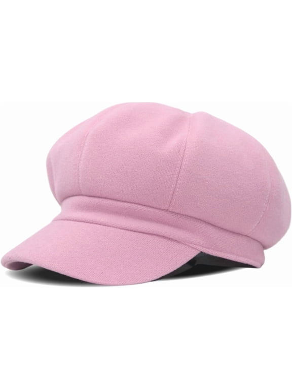 Women's Vintage 8-Panel Newsboy Cap, Comfort Fit。 Berets Cap Pink