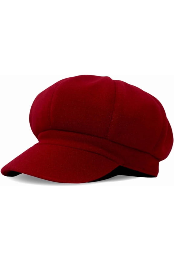 Women's Newsboy Cap Vintage Baker Boy Hat 8-Panel Crown Peaked Visor, Soft Sweatband & Lining, Comfort Fit 56-58cm (7-7 1/4), Durable Casual Hat for Spring Fall Winter。Berets Cap Red
