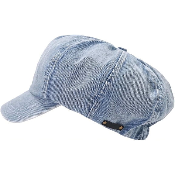 DOVACKA Women's Newsboy Cap Vintage Baker Boy Hat 8-Panel Crown Peaked Visor, Soft Sweatband & Lining, Comfort Fit 56-58cm (7-7 1/4), Durable Casual Hat for Spring Fall Winter。 Cowboy light blue